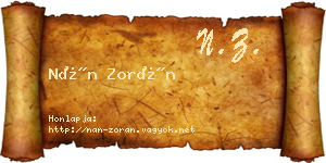 Nán Zorán névjegykártya